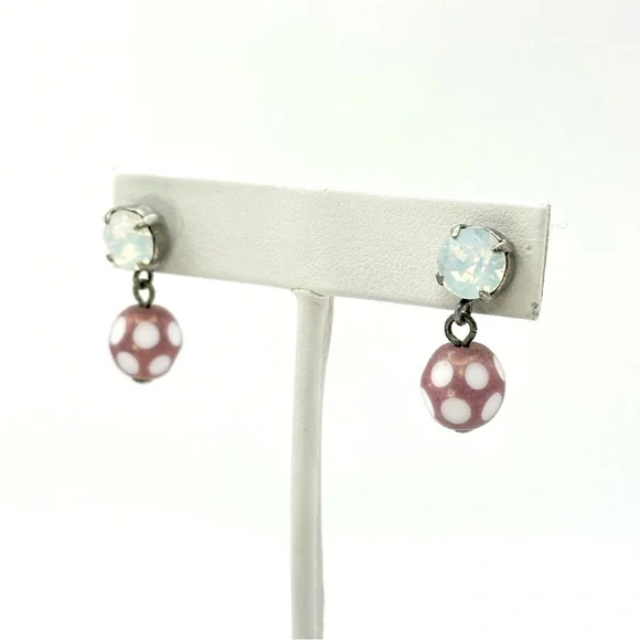 Sabika Stretch Bracelet & Earrings Set S14 Pinky Mauve & Cream Polka Dots - Picture 5 of 11